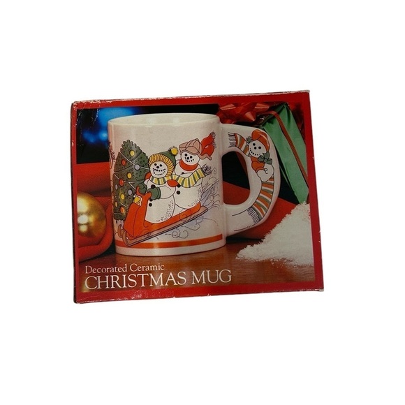 Christmas Mug with Fancy Handle Decorated - New in Box - Picture 8 of 15